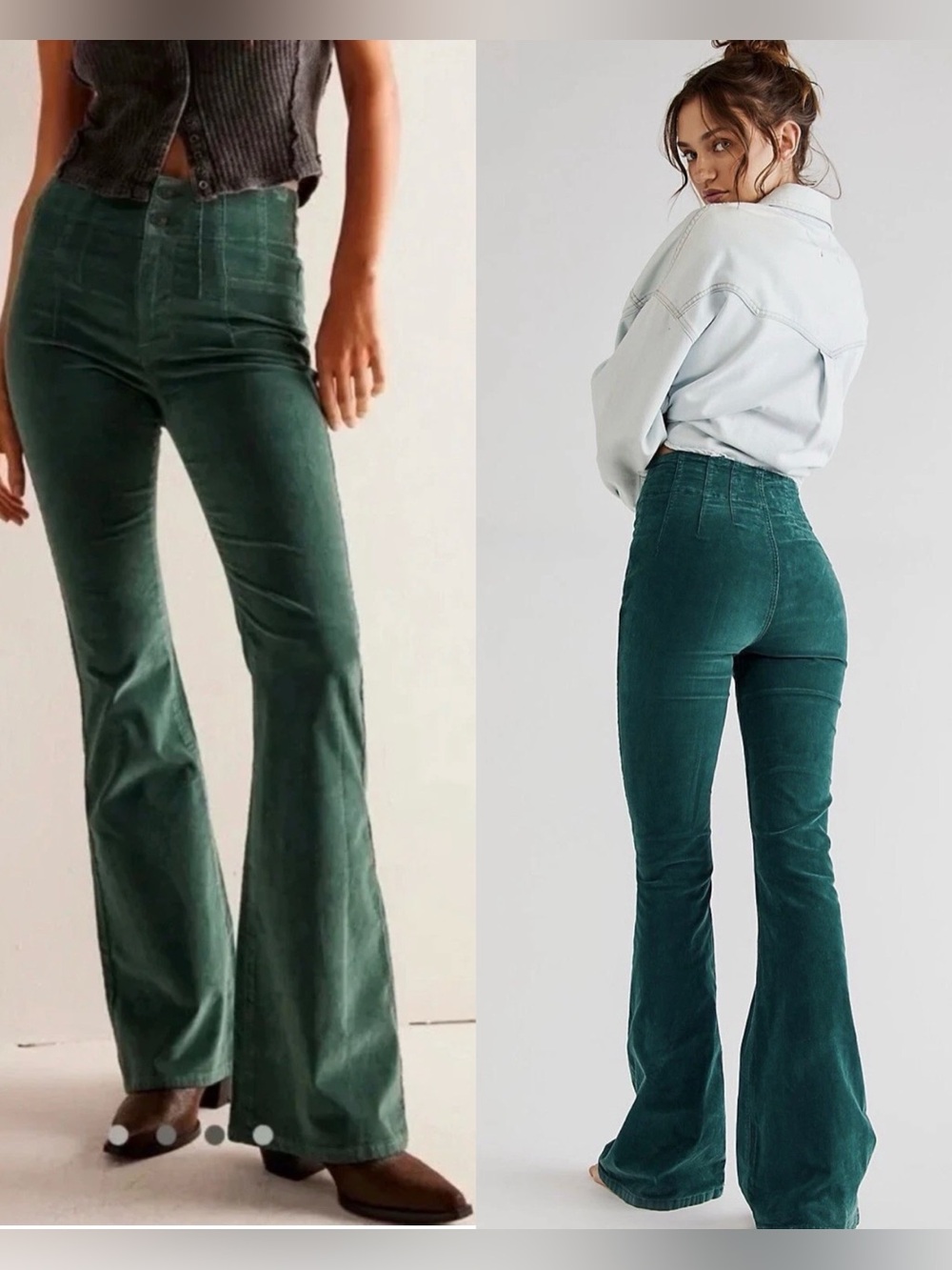 We The Free Jayde Corduroy Flare Pants In Kelp Green , size 30